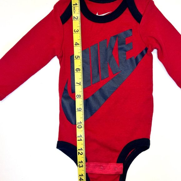 Nike Baby Onesie Sz 0-6 Months Red One Piece Bodysuit Long Sleeves EXC - Picture 6 of 6